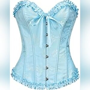 Elegant Blue Lace Corset Sz Small Gentle Used